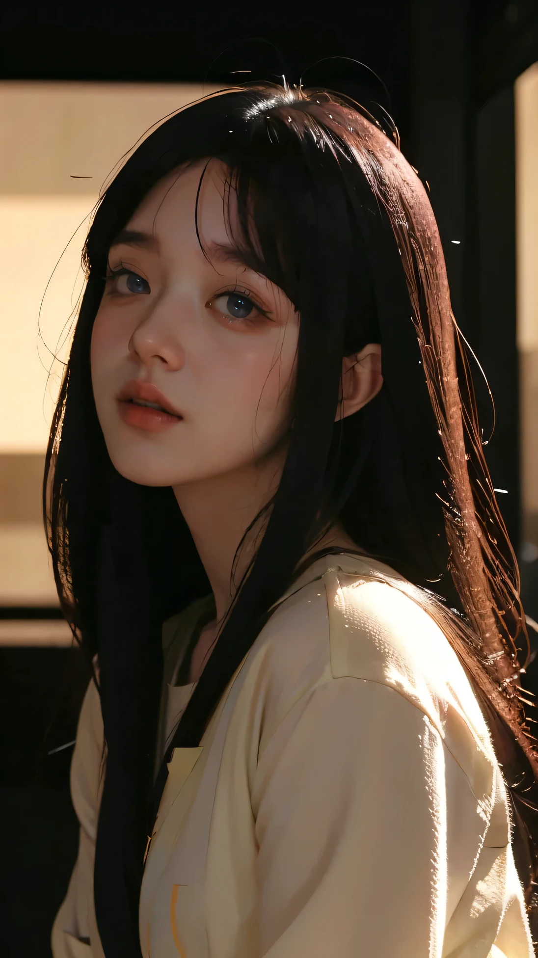 (masterpiece), best quality, ultra high res, close up, slim body, 1girl,school uniform, long hair, laughing, ramen, night, Tokyo restaurant background, colorful lights, photon mapping, radiosity, physically-based rendering, cinematic lighting, intricate, High Detail, Sharp focus, dramatic, photorealistic