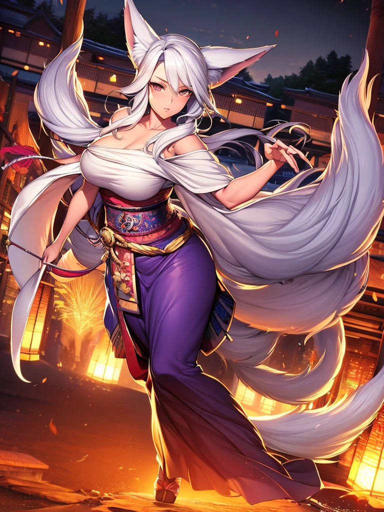 masterpiece,1girl, solo,kaguya,mature female,  long hair, absurdly long hair, third eye,horns, large breasts, thin waist , long legs, pale skin,white short eyebrows, bdsm costume,  looking at horizont