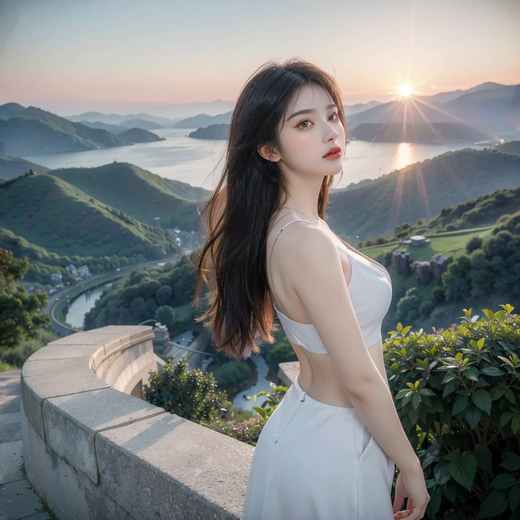 ( masterpiece,beautiful scenery, :1.5) , 8k , (atmospheric depth:1.2) , (vivid illuminlation:1.2) , (enchanting elegance:1.2) , 1girl,summer in geogia,portrait,