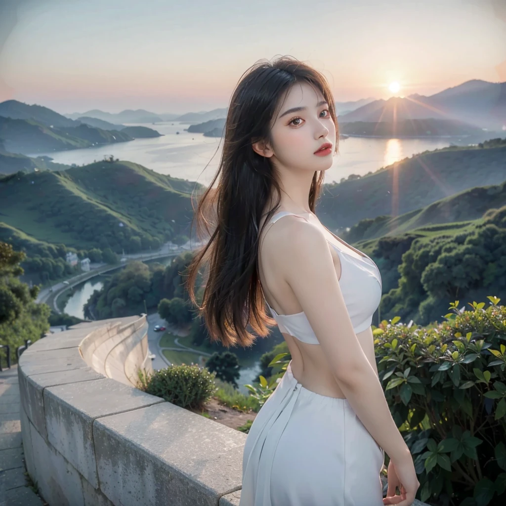 ( masterpiece,beautiful scenery, :1.5) , 8k , (atmospheric depth:1.2) , (vivid illuminlation:1.2) , (enchanting elegance:1.2) , 1girl,summer in geogia,portrait,