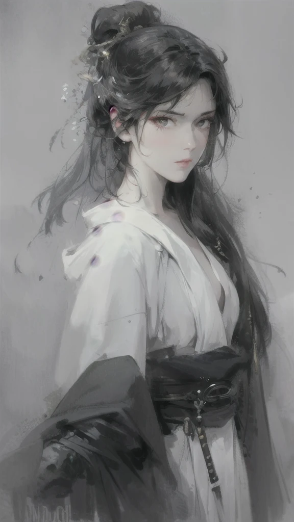 close up of a man with black brown hair and white mask, beautiful character painting, guweiz, guweiz style artwork, black brown haired god, by Yang J, very beautiful character art, stunning character art, guweiz on pixiv artstation