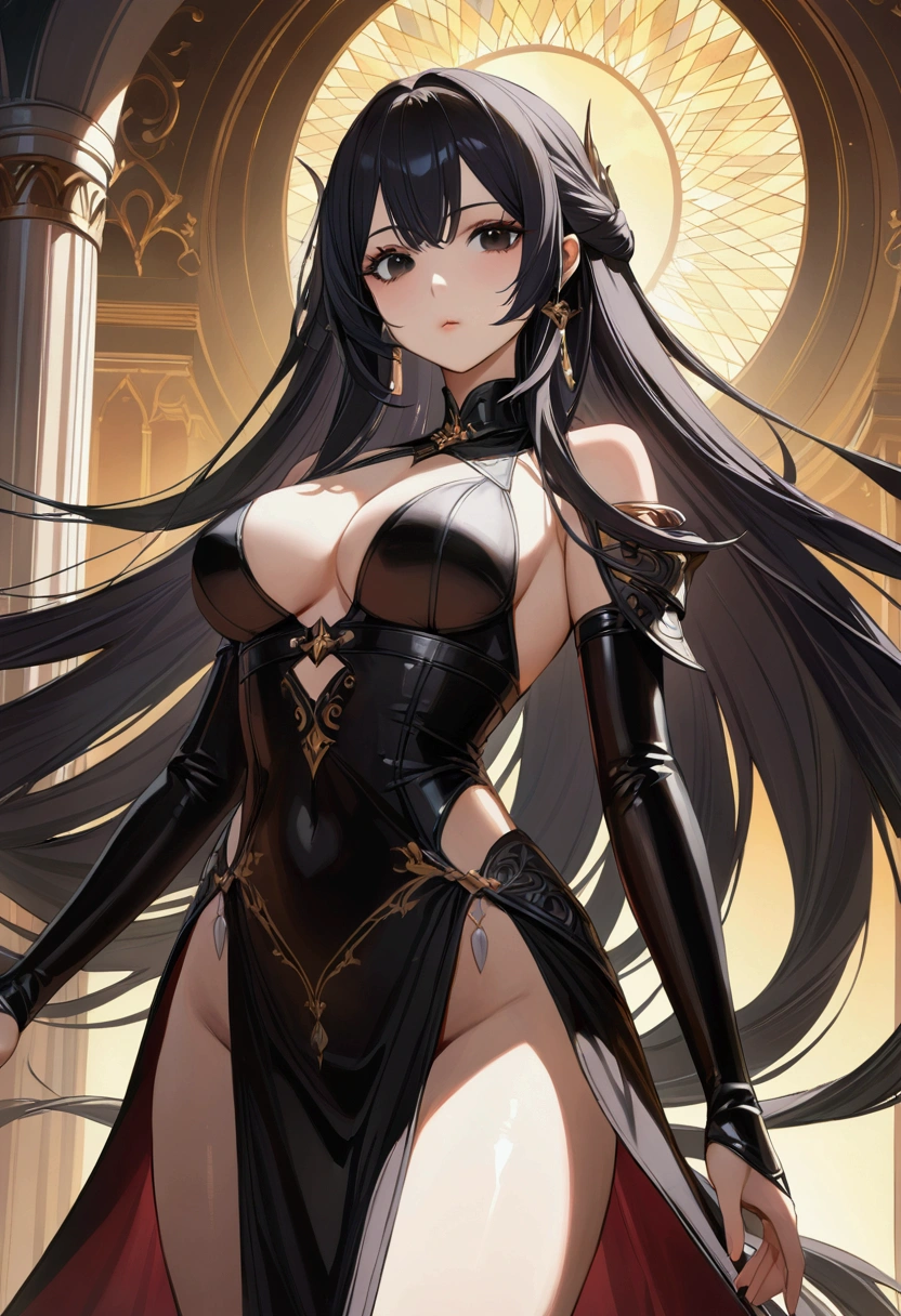 1girl,long black hair,black eyes,aesthetic built,fantasy,best quality,4k