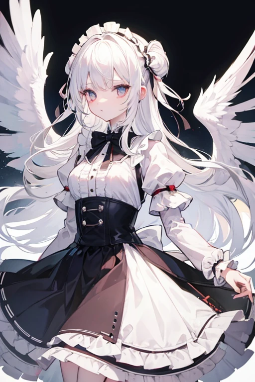 White hair, Lolita, Wings, Battle, Injury