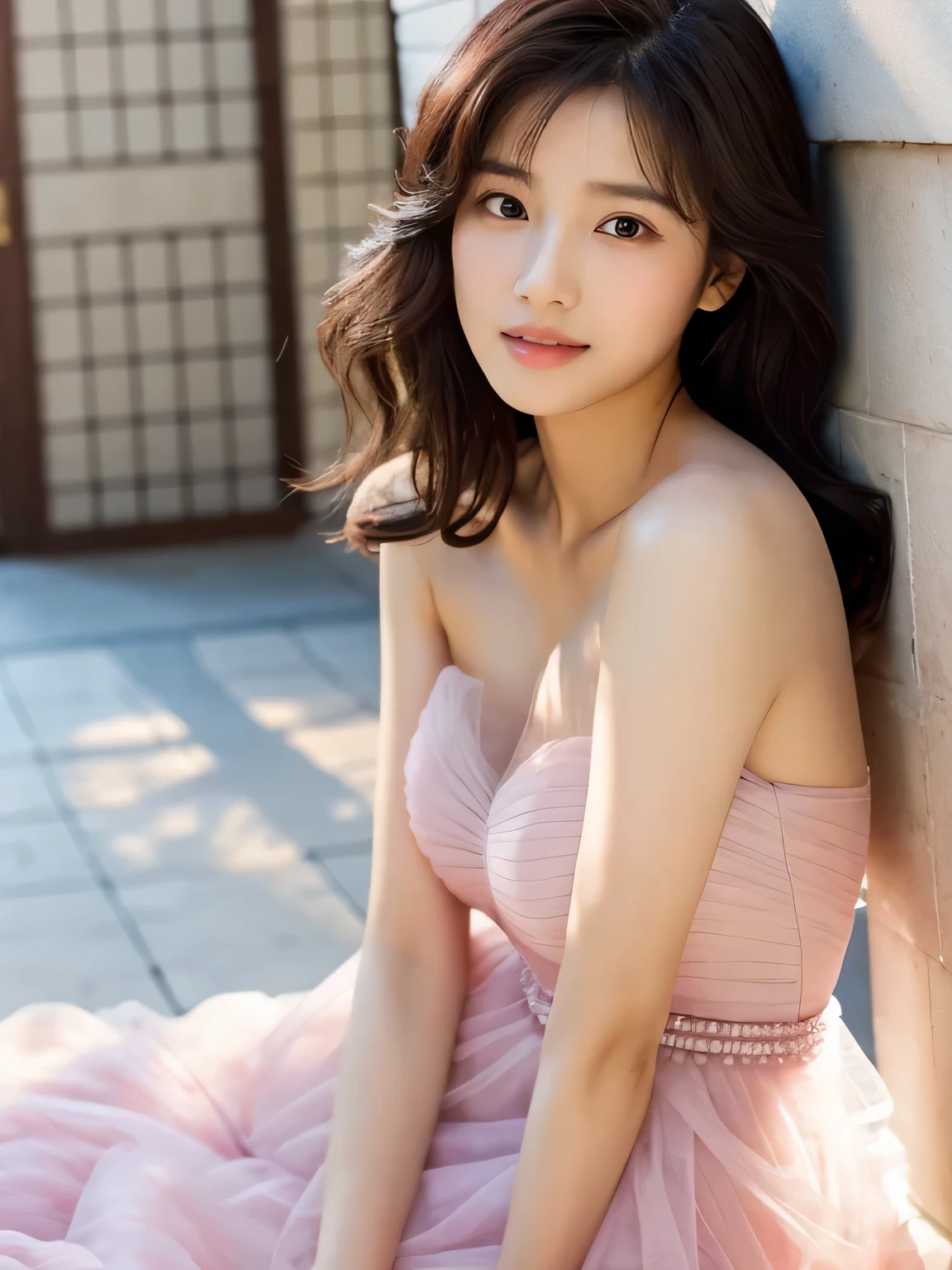 arafed woman in a pink dress posing for a picture, bae suzy, translucent dress, ethereal and dreamy, dreamy and ethereal, lee ji-eun, lee ji - eun, jinyoung shin, heonhwa choe, wearing organza gown, beautiful young korean woman, gorgeous young korean woman, jaeyeon nam, beautiful south korean woman, seseon yoon, random body orientation,