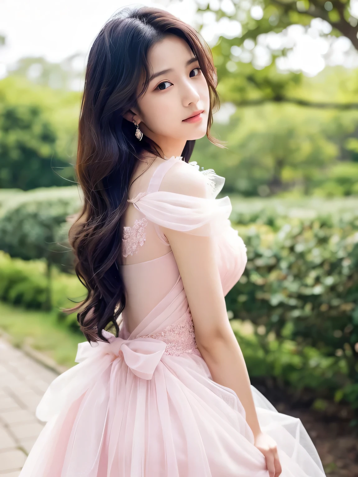 arafed woman in a pink dress posing for a picture, bae suzy, translucent dress, ethereal and dreamy, dreamy and ethereal, lee ji-eun, lee ji - eun, jinyoung shin, heonhwa choe, wearing organza gown, beautiful young korean woman, gorgeous young korean woman, jaeyeon nam, beautiful south korean woman, seseon yoon, random body orientation,