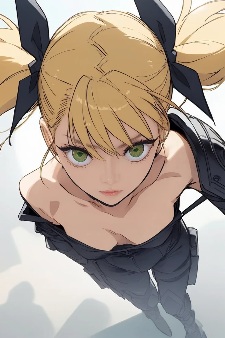 Pretty girl, flat chest, yellow hair, intense green eyes. "Highest quality detailed" , "photorealistic;1.4. UHD"