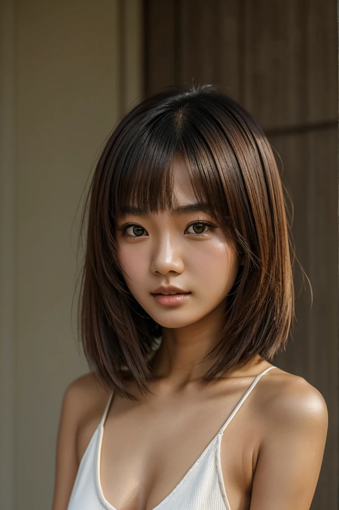 Could you general me a 21 year old girl with Thai appearance, who has a haircut in layers at the height of the clavicle and a medium brown tone.