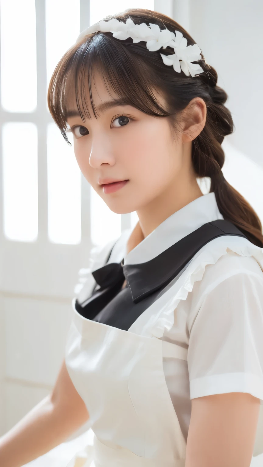 (((((Long shot of a woman walking slowly))))), (High definition:1.4)、(超Realisticな:1.4)、(Smooth lighting:1.05)、32K、1 Female、24 year old Japanese Victorian maid woman、Realistic lighting、Backlight、Facial Light、Ray Tracing、(Bright light:1.2)、(Quality improvement:1.4)、(最high qualityのリアルな質感の肌:1.4)、Fine grain、Detailed face、Quality Eyes、Dark brown eyes、White blouse、Ribbon tie、Black long skirt、(White apron)、Maid Headband、Dark brown hair、Braided hair、ponytail、(White silk ankle socks、Fabric frills)、Black strap pumps、(standing)、high quality, masterpiece, Very detailedな, High resolution, 4K, 超High resolution, Detailed Shadows, Ultra-realistic, Dramatic lighting, One Girl, alone, Detailed face, Realistic eyes, Realistic Skin, Dynamic Hair, Dynamic pose, Dynamic Angle, White floral dress, White Background, Urzan-6500-v1.1, (RAW Photos:1.2), ( Realistic:1.4), Beautiful detailed girl, Very detailed eyes and face, Beautiful attention to detail, Ridiculous, incredibly Ridiculous, Large file size, Very detailedな, High resolution, Very detailed, 最high quality, (Bright interior), (Soft Light), (Low contrast), (Shallow depth of field), (portrait of a beautiful woman illuminated by gentle light), (Very delicate and elegant depiction), shape, Very detailed, CG, Unified, 8k wallpaper, wonderful, Finer details, 最high quality, Very detailed CG Unified 8k wallpaper, Face Light, Cinema Lighting, One Girl, 16 years old, (((((Long shot of a woman walking slowly))))), (High definition:1.4)、(超Realisticな:1.4)、(Smooth lighting:1.05)、32K、1 Female、24 year old Japanese Victorian maid woman、Realistic lighting、Backlight、Facial Light、Ray Tracing、(Bright light:1.2)、(Quality improvement:1.4)、(最high qualityのリアルな質感の肌:1.4)、