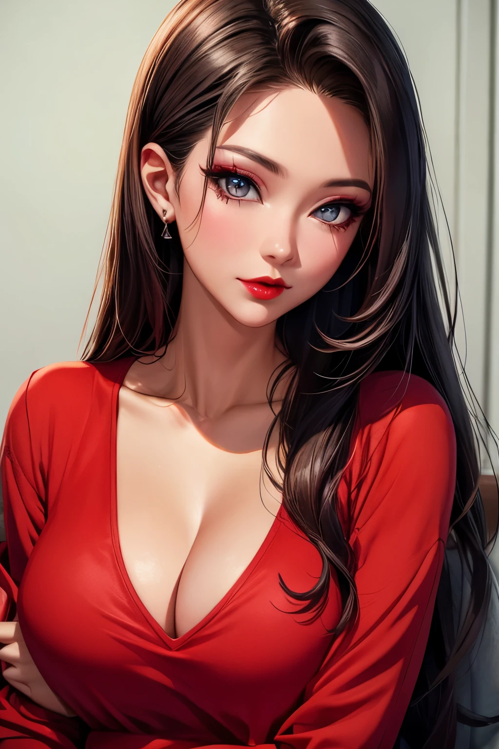 Boa Hancock, CG 8k ultra-realista, beautiful woman, seductive eyes, make-up, red lips, casual clothes 