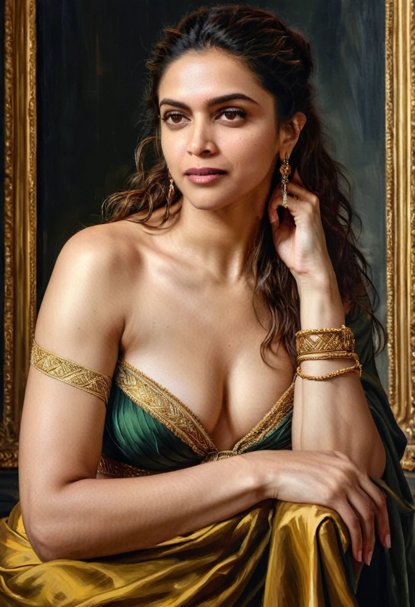 Deepika Padukone, Masterpiece, Best quality, high clarity eyes, beautifully styled hair, critically flawless,sharp picture, detailed side , detailed skin, skin pores, Full portrait, High pixels, perfect face, perfect eyes, beautiful face, perfect hands,perfect fingers, in Peter Paul Rubens style, by Peter Paul Rubens, baroque style, acrylic on canvas, highly detailed, description: "Create a nymph inspired by the tales of Greek or Roman mythology, embodying the essence of a natural element or location, and possessing a unique ability or trait that sets her apart." 4k UHD