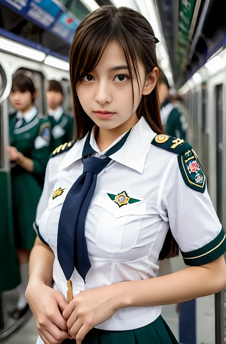 Cute 14 year old girl in uniform exposing her breasts,A man exposes her breasts from under her uniform and fondles them,Japanese,Highly detailed eyes and face, Sharp pupils,Arrow, A dark gap in a crowded train、Number 40&#39;Right-handed nan pushes girl from behind、 Cinema Lighting,Quiet atmosphere、Beautiful details,Highly detailed eyes and face、Ultra-wide angle shooting、A girl with an expressionless and confused face、A man wearing a 40-inch body display exposes his chest to a girl、Hugged from behind。Naked molester realistic image quality