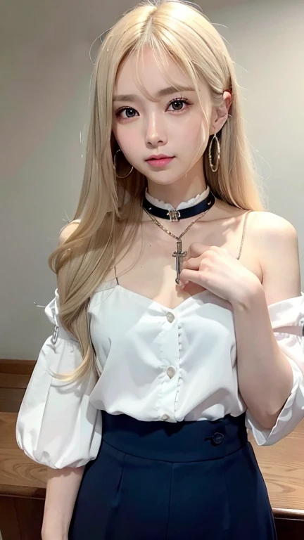 (best quality, 8k, high resolution, lifelike:2.0), (alone, a girl:2.0),(light: front),(light: strong),(Beauty:2.0),(very muscular girl:1.5),(健Beauty孩:1.5),(shiny skin:1.5),(oily skin:1.5),(platinum blonde:1.5),(church location),(((Midi skirt, long sleeves nun wearing tight clothes))),(wearing white),(wear black:1.1)blush brown makeup , dark eye makeup , Use pink glossy lipstick, Wear a cross necklace, ((restraint, )), ((restraint with handcuffs:1.2)),((quilt)),