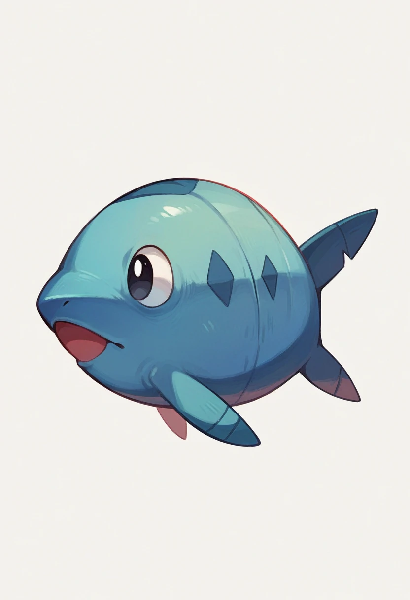 solo, simple background, white background, full body, black eyes, from side, pokemon (creature), no humans, animal, fish, animal focus, ._.