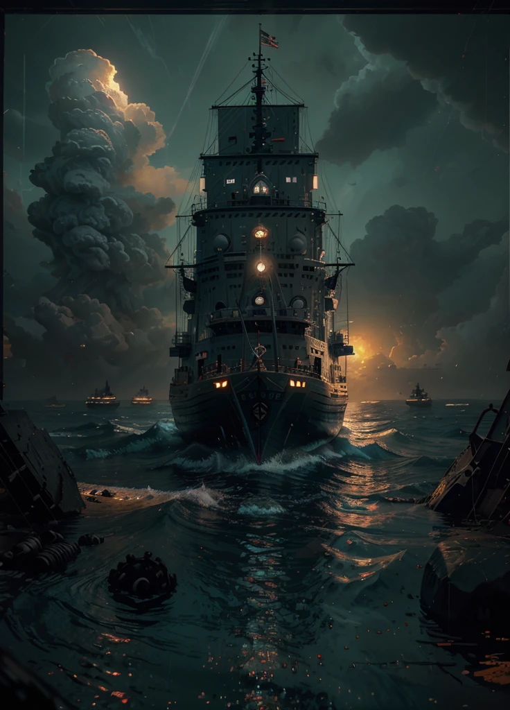 a privateer ship in the 1700s, detailed sea fort, asian soldier, dramatic lighting, cinematic composition, epic scale, realistic, photorealistic, best quality, 8k, masterpiece, ultra-detailed, vivid colors, dramatic lighting, volumetric fog, ocean waves, detailed textures, intricate details