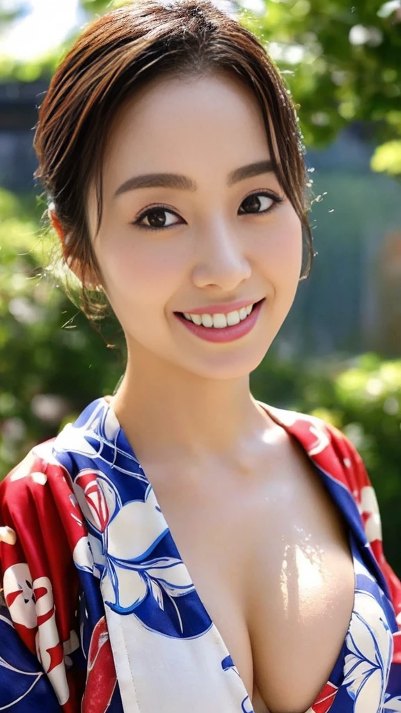鮮やかなkimono、kimono、Fireworks display、((Large Breasts:1.3)),On the chest、Wet with sweat、Hair tied up、Full body photo、Sexy Face、short hair、 A look of complete lust、(((masterpiece)))、((Highest quality))、((超Realistic))、Mature Woman、perspective、Very detailed、Perfect hands、Finger details、Beautifully detailed eyes、Brown eyes、Supple body、Perfect captivating eyes、Best image quality、Fine-grained image quality、beautiful、beautiful女性, Japanese women、smile、Beautiful eyes、Realistic, High resolution, Soft Light,Hip Up, Glowing Skin, (Detailed face),jewelry, , night, Wavy Hair, beautiful肩, attractive appearance, smile, Perfect Style, Perfect balance, Fine skin, Embarrassed look、