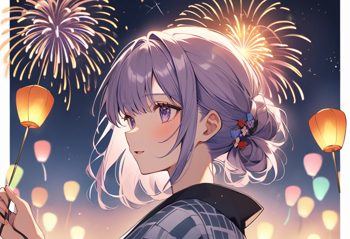 Summer festival　Date　yukata　firework　Upper Body