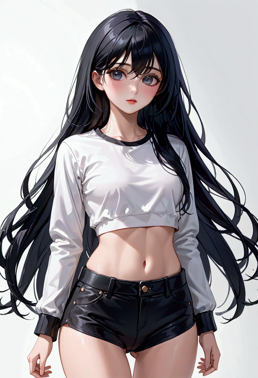 long black hair upto waist, black eyes, fair skin tone, aesthetic body, casual wear, (detailed body), (detailed eyes) (masterpiece), (best quality), (ultra-detailed)