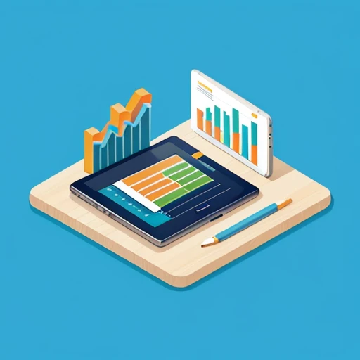 detailed 2d illustration,
corporate animation style,

flat illustration,
flat design,
illustration detailed,
isometric design,
isometric style,
isometric invironment,
detailed scene,

no human,

pie chart,
bar graph,
stock chart,
tablet.