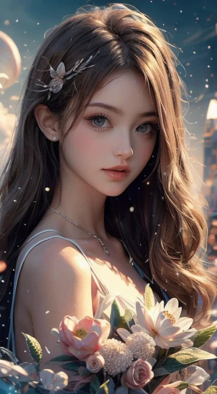 One girl, alone, Highest quality, masterpiece , Ruby Hoshino,  hair ornaments, Shining Eyes, Stars in my eyes, (Star in the right eye:1), (dress:1.4), (Concert 1), On Stage,
