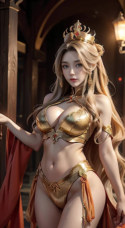 call of cthulhu，Fengguanxiapei，Golden crown for hair，Breasts larger than torso。camel toe