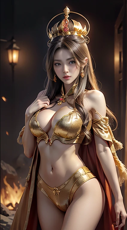 call of cthulhu，Fengguanxiapei，Golden crown for hair，Breasts larger than torso。camel toe