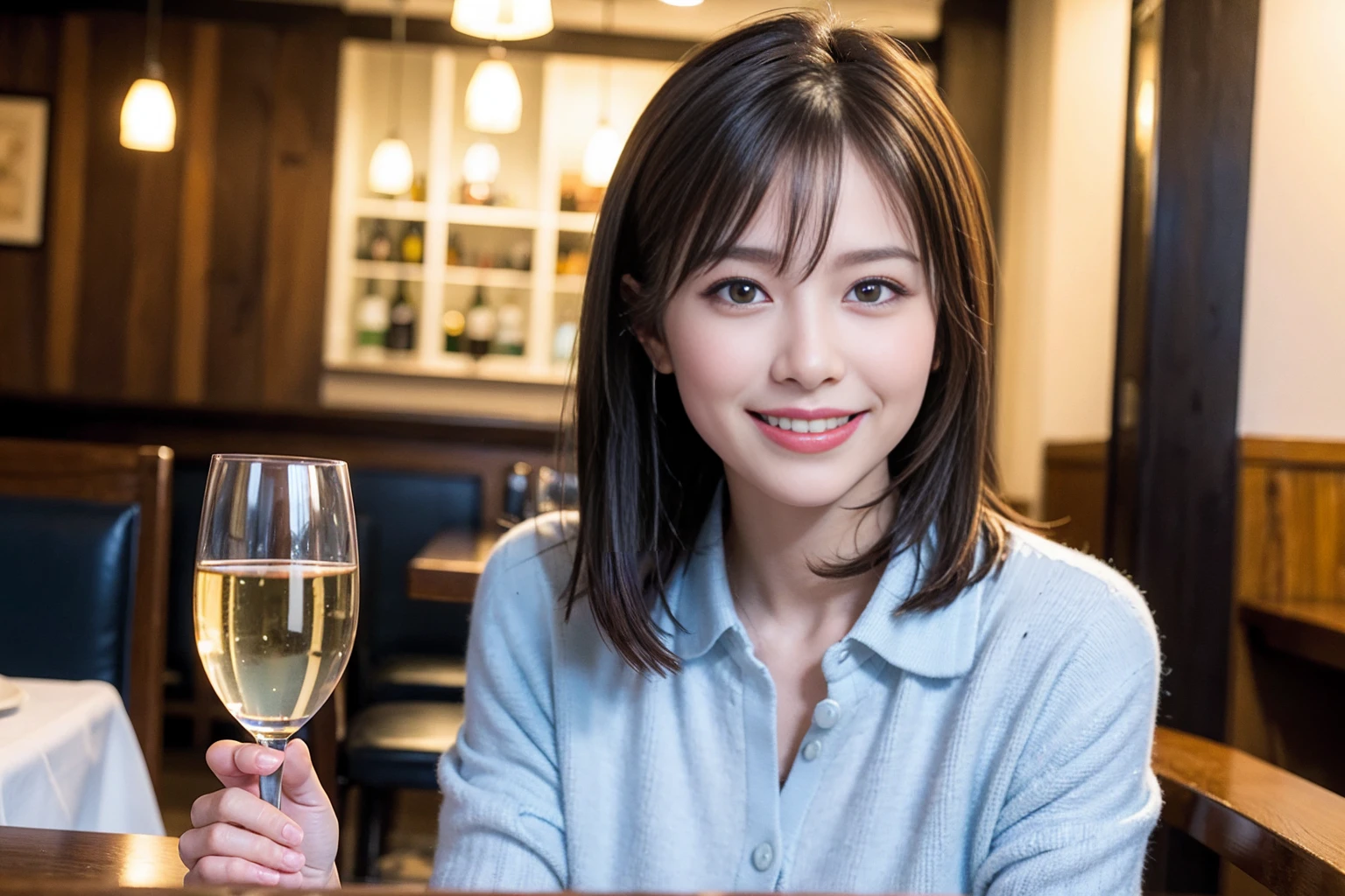 ((Highest quality、8k、masterpiece:1.3))、slimカップル、modelカップル、(Realistic, Intricate details:1.2), full-course dinner、wine 、Amazing view of the sunset sky and clouds、A bright smile、The wonderfulness of smile、Bright image、wineの美しさ, Beautiful Face, blue eyes, The light shines on your face, blush, short hair,Bright Face、 (Age 45), 48 years old, 赤wine 、Appetizers、Italian food、wine bottle、Champagne、スパークリングwine、Two beauties、Brown Hair、Shortcuts、Long sleeve shirt、dress、Beautiful woman 1, (slimな顔), (The body is slim), (Brown Hair), (Shortcuts), cheeks turn a little red,Attractive beauty、restaurant, In a prominent place (From the waist up) Nova Frog Style, actress, model, Upper Body, 白wine, slim, wineグラス, 中央に置かれたwineグラス, smile, (smile: 1.15), Beautiful fine grain, Depth f/2,saturation, High Contrast, Strong light and shadow,Moist Body:1.5、3D texture、Delicate eyes、Brown Hair、The hair is very shiny、