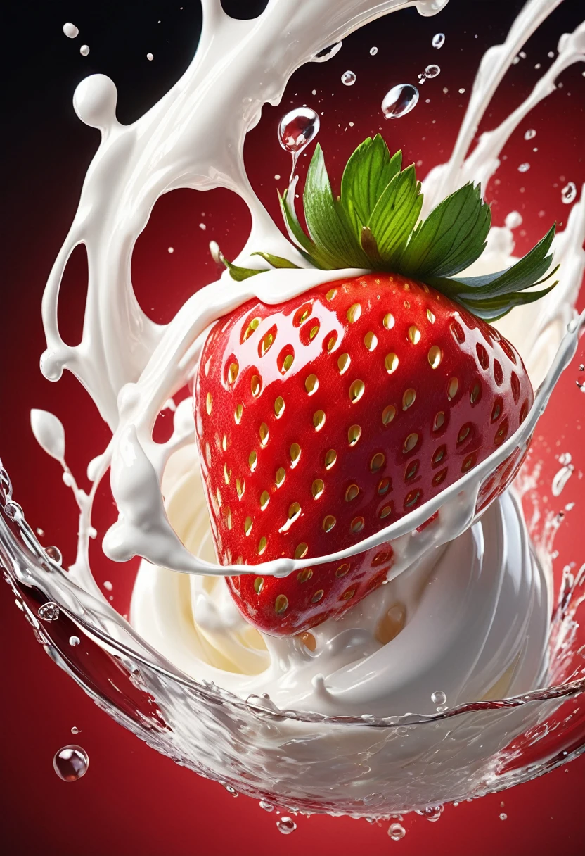 A big strawberry with white cream spinning around and splashing. Close-up photography special effects. Delicate and dynamic. Realistic. High details. Best quality.
( Correct and perfect anatomy ) Ultra-detailed animation art and visual effects masters perfectly compose intricately detailed digital art
