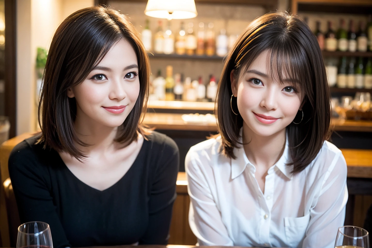 ((Highest quality、8k、masterpiece:1.3))、slimカップル、modelカップル、(Realistic, Intricate details:1.2), full-course dinner、wine 、Amazing view of the sunset sky and clouds、A bright smile、The wonderfulness of smile、Bright image、wineの美しさ, Beautiful Face, blue eyes, The light shines on your face, blush, short hair,Bright Face、 (Age 45), 48 years old, 赤wine 、Appetizers、Italian food、wine bottle、Champagne、スパークリングwine、Two beauties、Brown Hair、Shortcuts、Long sleeve shirt、dress、Beautiful woman 1, (slimな顔), (The body is slim), (Brown Hair), (Shortcuts), cheeks turn a little red,Attractive beauty、restaurant, In a prominent place (From the waist up) Nova Frog Style, actress, model, Upper Body, 白wine, slim, wineグラス, 中央に置かれたwineグラス, smile, (smile: 1.15), Beautiful fine grain, Depth f/2,saturation, High Contrast, Strong light and shadow,Moist Body:1.5、3D texture、Delicate eyes、Brown Hair、The hair is very shiny、