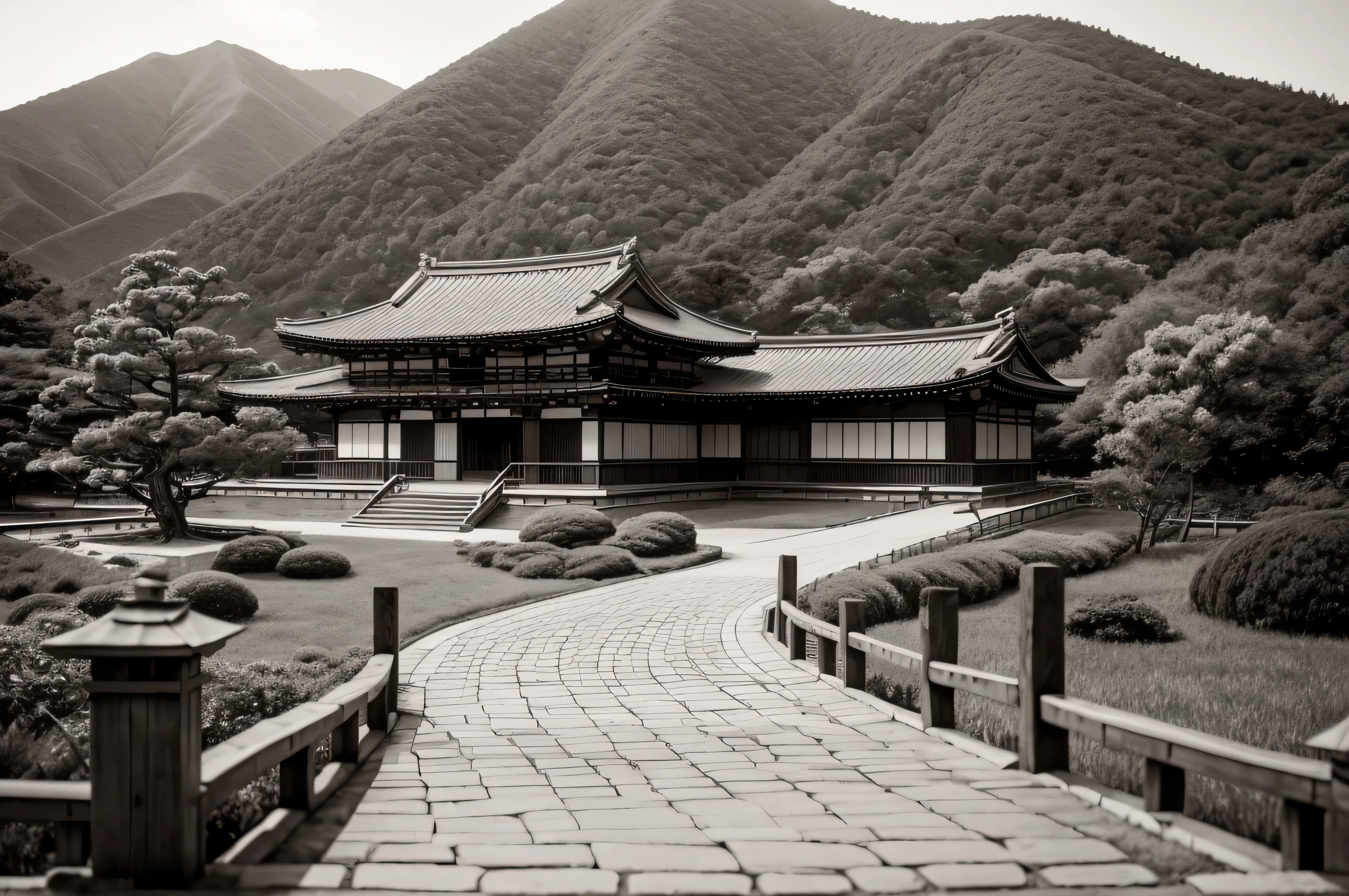 View of a Japanese samurai residence from the road
