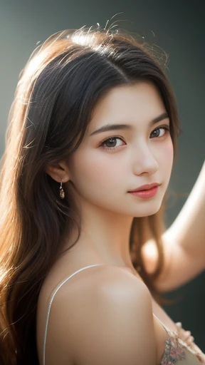 (High resolution,masterpiece:1.2),(Realistic:1.37)"(Highest quality, High resolution, Very detailed, Realistic),Beautiful portrait of a 16-year-old French ballet dancer from the 19th century, (She is half French and half Japanese., She is a beautiful woman with deep blue eyes and a high nose., archaicsmile:1.1), Exquisite ballet costumes, Detailed facial features, Long and graceful neck, Flowing locks of hair, Calm and elegant posture, Soft and delicate lighting, Classical Oil Painting Medium, Vibrant colors, Delicate background with floral motifs", Dreamy atmosphere, Surrealism,Mysterious Aura