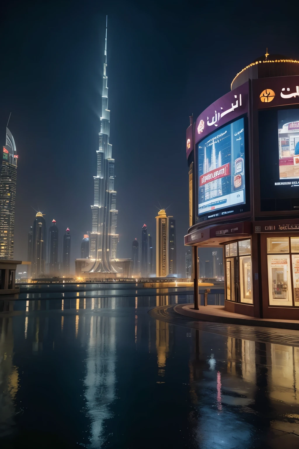 I photographed a building in Dubai at night, there were lots of advertising signs and lots of lights, all written in Arabic