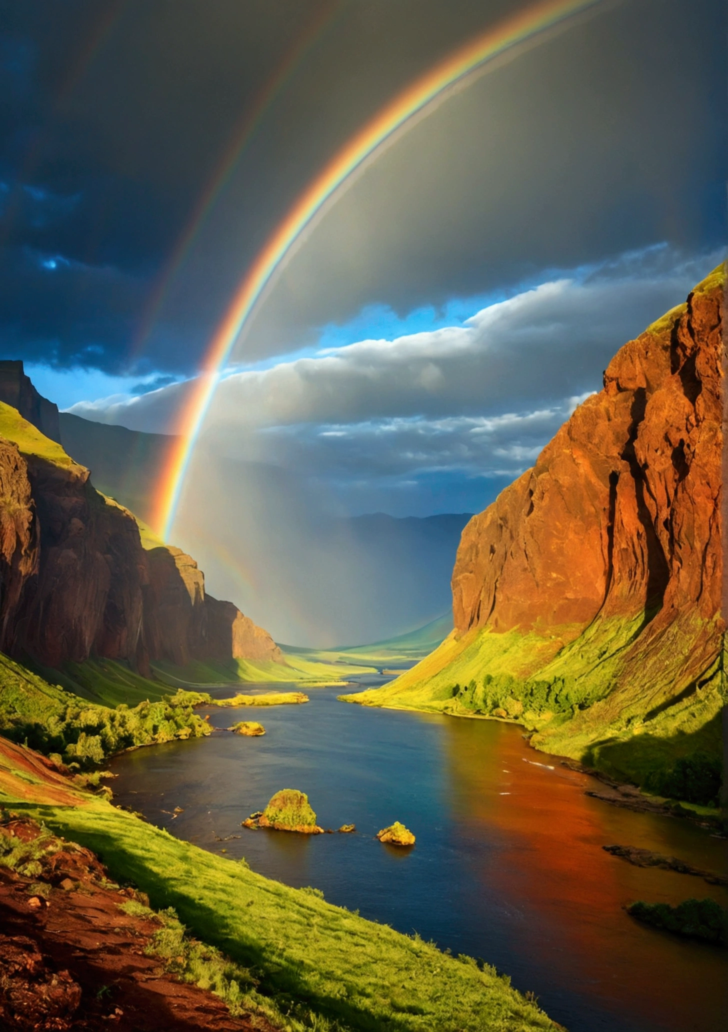 Very beautiful rainbow,best quality, high resolution,masterpiece,High Detail,16K