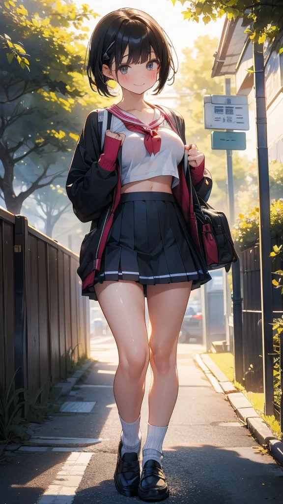 high school student, cardigan, High School Uniform、, White shirt, mini skirt, 夜 Park, Embarrassing, sad, Artistic painting,Attractive thighs, loafers:1.2, (A very fine touch:1.2)、Browsing Caution, One girl, gymでAre standing, , Black Hair, Bobcut, open white shirt, Plaid mini pleated skirt, (Dirty clothes: 1.0), (background: gym), Small breasts, Embarrassed face, upset,Embarrassing,Open your mouth,blush, Anguished expression, beautiful girl, Sweaty wet skin: 1.3,sunset, high quality, High resolution, detailed, masterpiece、mini skirt、((Open shirt、Showing her boobs))、Beautiful Abs、(8k, RAW Photos, 最high quality, masterpiece:1.2), high qualityのRAWカラー写真, Professional photo shoot, Cinematic Light, alone, (((young woman, Gal))), (Sharp features), (Small face), (Skin with attention to detail:1.2), clavicle, Cute Face, Beautiful appearance, Long eyelashes,Girl Turning Around, (Black Hair,), high school student, Capture the happy moment, Artistic painting,Attractive thighs, loose socks:1.2, sneakers:1.2, (A very fine touch:1.2), (A shy smile), Peaceful atmosphere, Oil painting style, Bright colors, (Are standing:1.5, Full body portrait), Smooth texture, Gazing Eyes, Beautiful Skin, Glowing Skin, ((Perfect Fingers, Five Fingers, Anatomically correct)), backgroundぼかし, high quality, Surreal, ((非常にdetailed, photo shoot))、