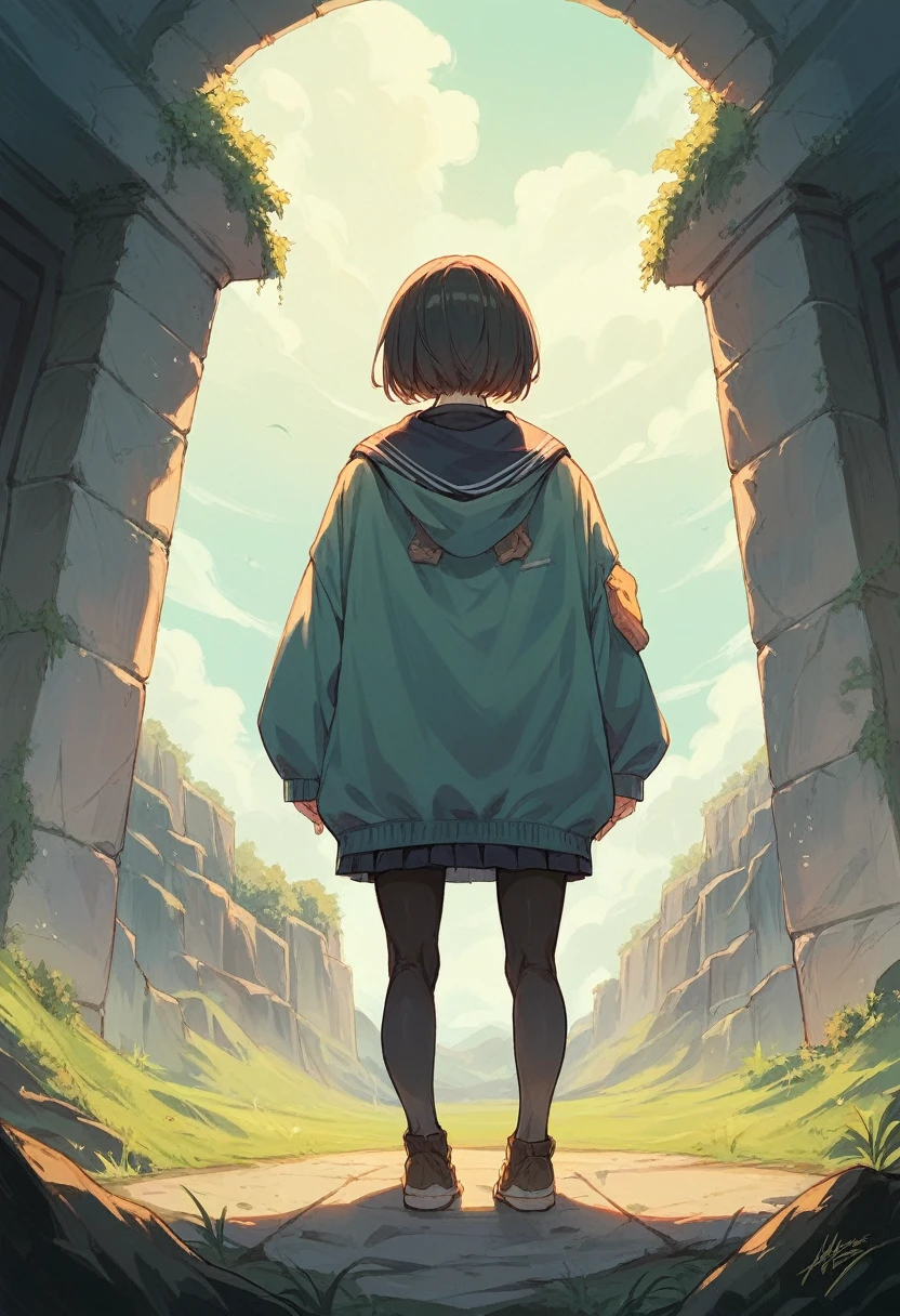 landscape Ocean Rear view of high school girl