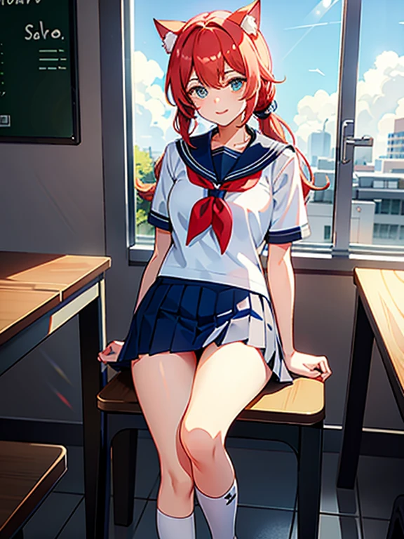 Sailor suit Cat ear Inside the school