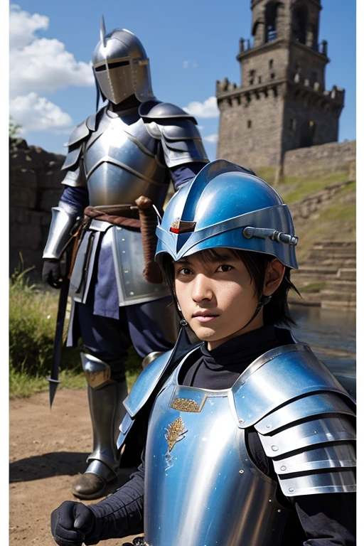 Knight in Armor、Blue Armor、Full Mail、Put on a helmet、Legendary Sword、Legendary heroes、Dragon Quest