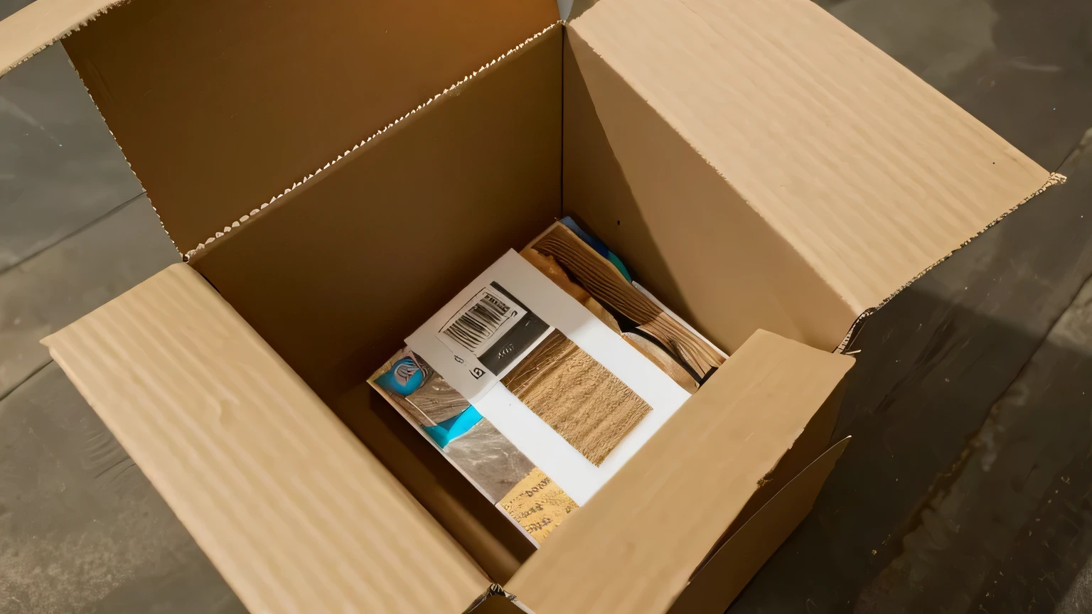 Open cardboard Seen from above high resolution