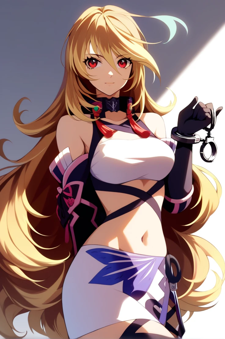 score_9, score_8_up, score_7_up, very aesthetic, source_anime,
simple background, indoor, sunlight,
millaMaxwellBase, 1girl, blonde hair, long hair, red eyes, multicolored hair, 
navel, white miniskirt, white strapless, elbow gloves,  side slit,, zPDXL,extremely detailed,high definition restrained,police,arrest,restrained,shackles,(((handcuffs, cuffs, upper body, handcuff, bound wrists))),masterpiece, best quality,millaMaxwell handcuffs behind her back,2 policewoman.behind her bsck position.escort in handcuffed.handcuffed behind back. millaMaxwell handcuffed, millaMaxwell handcuffed behind her back.arrested.policewonan.handcuffs behind back..cuffed. millaMaxwell handcuffed behind her back position.