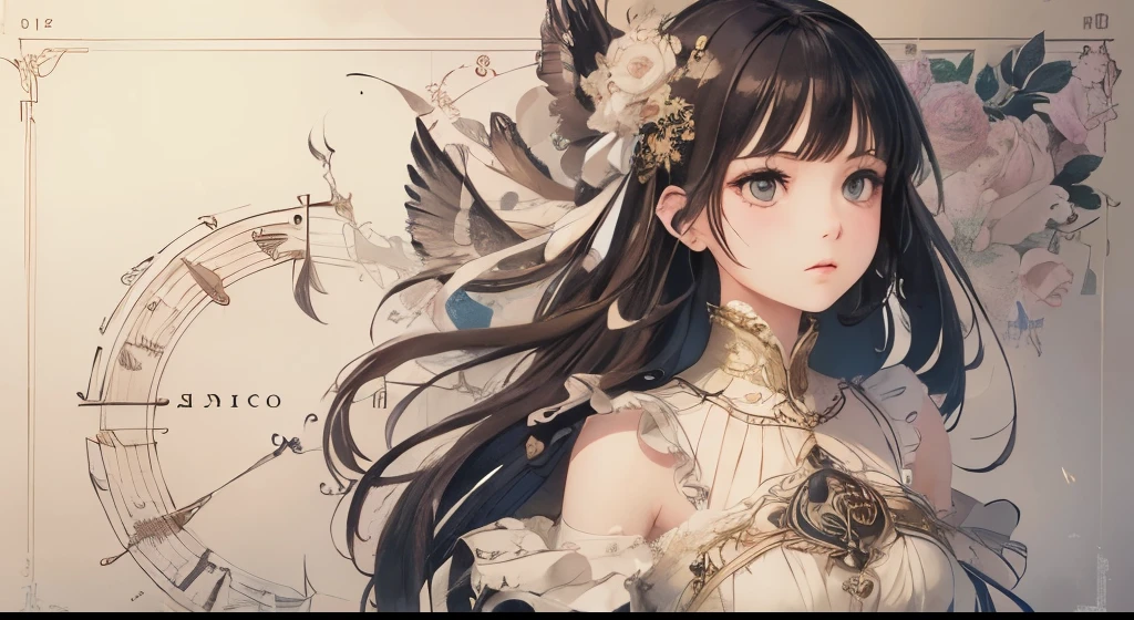 Absurd、High resolution、Super detailed、(1 Girl:1.3)、 Break typography、Lettering Art、calligraphy、Expression font、Visual Language、graphic design、Creative Communication Break Music Box Art、Complex mechanism、Melodic works、nostalgic appeal、Delicate craftsmanship、Design