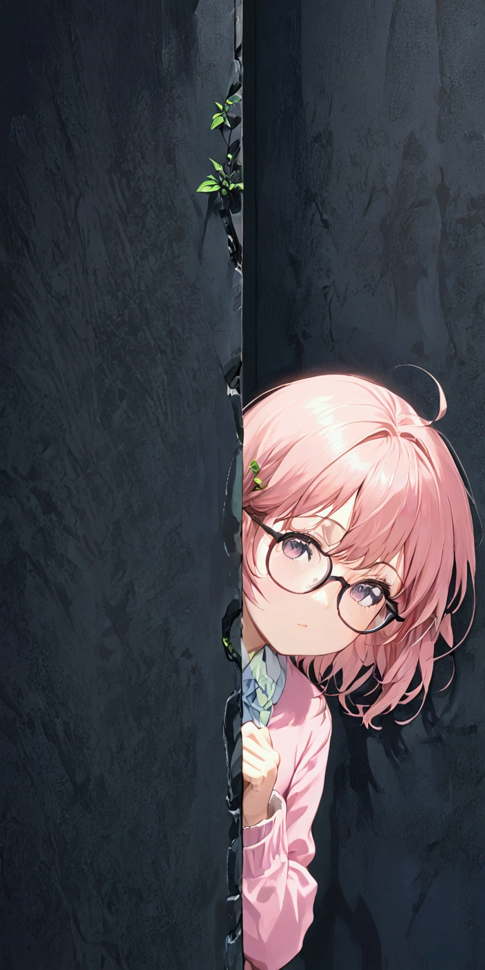 anime girl peeking out from behind a black wall, with glasses, anime visual of a cute girl, hints of yayoi kasuma, sayori, 4 k manga wallpaper, best anime 4k konachan wallpaper, 4k anime wallpaper, anime cover, distant!!, without glasses, girl with glasses, high quality portrait, with glasses on, anime moe artstyle