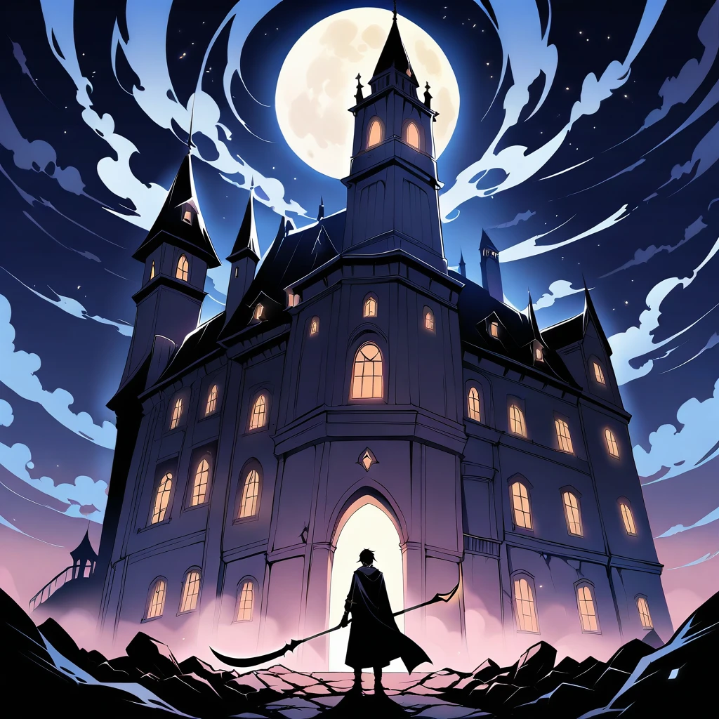 A dark and foreboding night, with a crescent moon hanging low in the sky like a scythe, casts an eerie glow on Miskatonic University's ancient stone buildings. The air reeks of decay and forgotten knowledge as Professor Emerson, a bespectacled and erudite magical detective, emerges from the shadows. His eyes burn with an otherworldly intensity as he surveys the chaos-wracked campus. With the Necronomicon's forbidden secrets whispering in his ear, he prepares to confront the despicable evil that has awakened, its presence stirring the fearsome old gods from their millennia-long slumber., masterpiece, incredibly absurd resolution, absolute resolution, super high resolution,