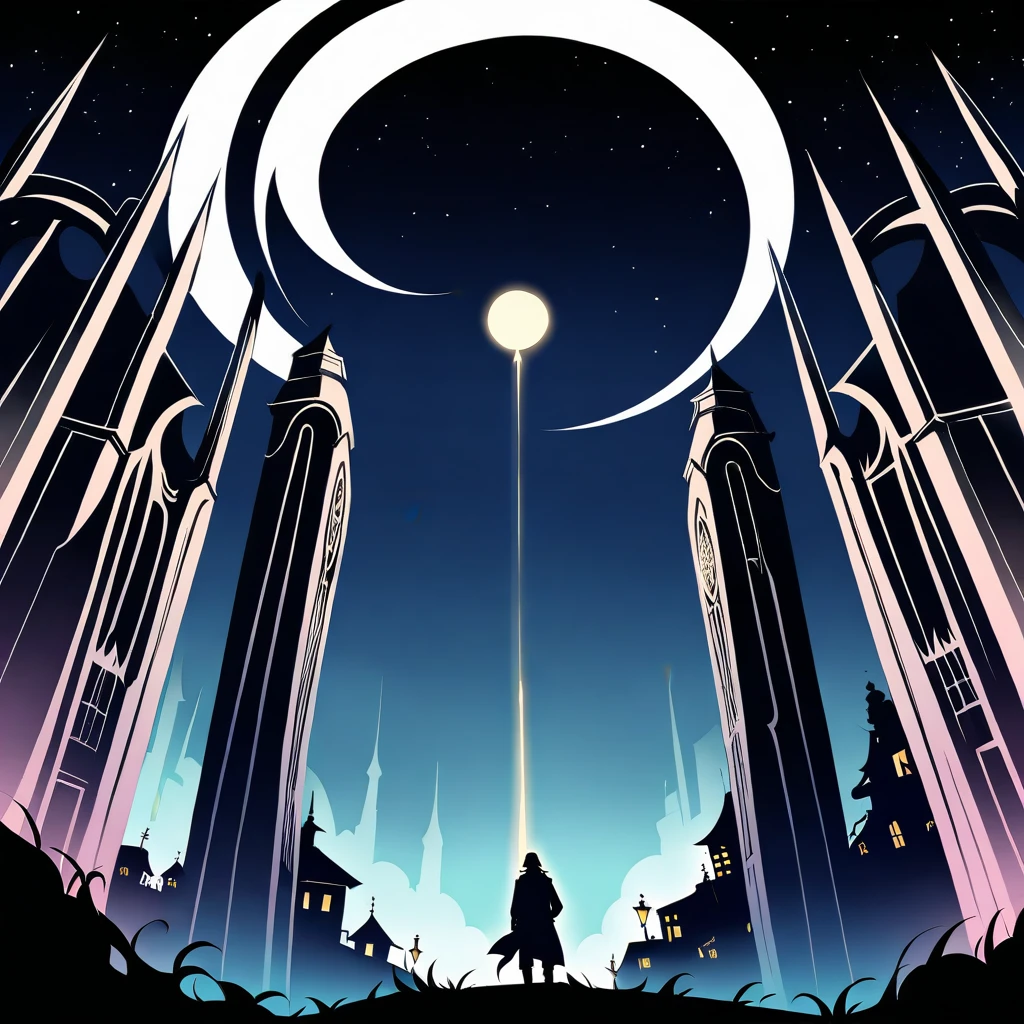 A dark and foreboding night, with a crescent moon hanging low in the sky like a scythe, casts an eerie glow on Miskatonic University's ancient stone buildings. The air reeks of decay and forgotten knowledge as Professor Emerson, a bespectacled and erudite magical detective, emerges from the shadows. His eyes burn with an otherworldly intensity as he surveys the chaos-wracked campus. With the Necronomicon's forbidden secrets whispering in his ear, he prepares to confront the despicable evil that has awakened, its presence stirring the fearsome old gods from their millennia-long slumber., masterpiece, incredibly absurd resolution, absolute resolution, super high resolution,