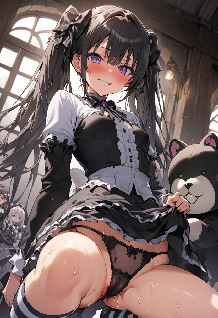 Ultra-high definition image quality、beautiful girl、high school girl、One Man、18-year-old、Twin tails、 Body Type、Striped knee socks、Hug a stuffed animal、Devilish smile、Gothic ta Fashion、Black Hair、Big ribbon、Gothic Lolioom、a large number of stuffed animals、Highest quality, Small Ass、Small breasts 、Slim figure、Thighs、Squat with your legs apart、gothic lolita pes、Sweaty buttocks、Sweaty buttocks、Reaching orgasm、Sweaty crotch、She turned her jacket inside out、Gothic Lolita exposhe good stuff。、Gothic Lolita is amazingle from directly below、Obscene hip swing、Lift up your skirt