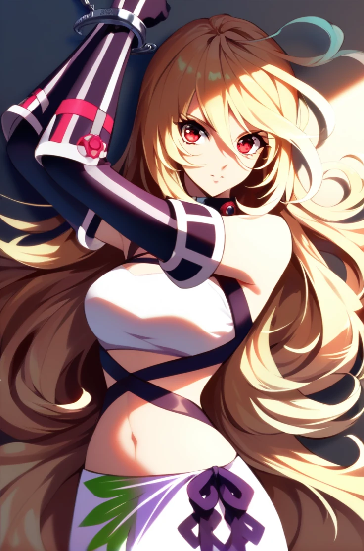 score_9, score_8_up, score_7_up, very aesthetic, source_anime,
simple background, indoor, sunlight,
millaMaxwellBase, 1girl, blonde hair, long hair, red eyes, multicolored hair, 
navel, white miniskirt, white strapless, elbow gloves,  side slit,, zPDXL,extremely detailed,high definition restrained,police,arrest,restrained,shackles,(((handcuffs, cuffs, upper body, handcuff, bound wrists))),masterpiece, best quality,millaMaxwell handcuffs behind her back,