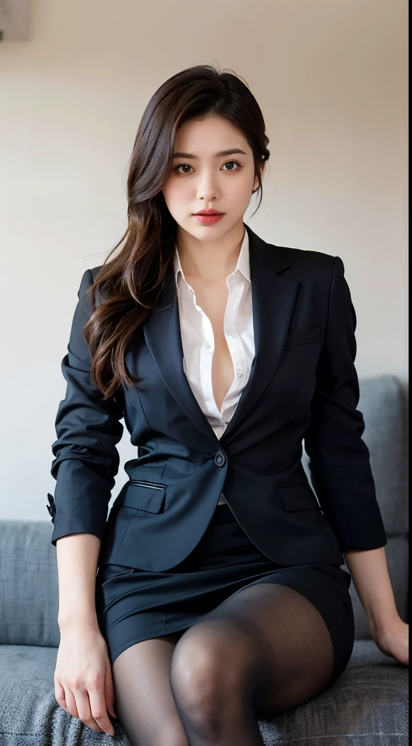 (((masterpiece))), (((Highest quality: 1.4))), ((Super detailed: 1.4)) ,
There is a woman sitting cross-legged on the sofa,  (Wearing ultra-realistic pantyhose)、((Wearing a strict business suit)), Skirts and pantyhose、Various poses, 30-year-old woman, 30-year-old woman, Beautiful mature woman, translator, height: 165cm, Full Leg、RAW Photos, (8k、Highest quality、masterpiece:1.2)、(Intricate details:1.4)、(Realistic:1.4)、Octane Rendering、Complex 3D rendering with ultra-detail, Studio Lighting, Rim Light, Sharp details, Super Detail, Realistic skin texture, detailed aspects, Beautiful details in the eyes, Highly detailed CG Unity 16k wallpaper, Makeup, (Detailed Background:1.2), Shiny skin、turn around、Bare thighs!!!、