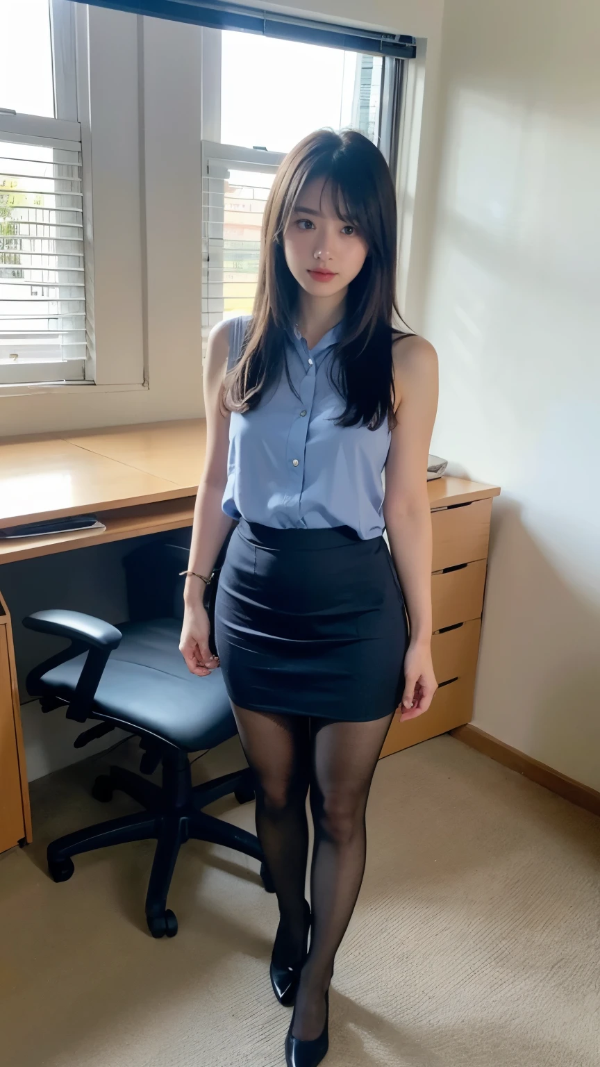 (masterpiece:1.2), (best quality:1.2), (extremely detailed:1.2),(realistic, photo-realistic:1.2), (ultra detailed), ulzzang-6500, 1girl, a 20s Japanese female, medium breasts, fit and body, midium hair, dark hair, (off shoulder crop shirt:1.2), thigh high black stockings, black high heels, bottomless, full frontal,
squat position, spread legs, front view from below,
asianpussy1, pussy, open_pussy,
on the desk, papers on the table, in the office, grinning,