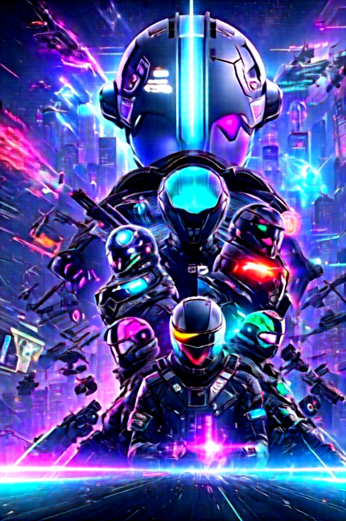 Create a captivating image depicting a futuristic gaming scene for your AI photo generating program. The composition centers on two dedicated gamers, their silhouettes illuminated against a dark, starry sky. The phrase "Late Night Vision" should seamlessly integrate into the image, perhaps as neon text on a virtual gaming backdrop, casting a radiant glow.

In this envisioned scene, advanced technology intertwines with the night sky, symbolizing the convergence of gaming and streaming in the digital age. A sprawling, metropolis-like cityscape serves as the backdrop, featuring towering skyscrapers adorned with holographic advertisements of popular games and streaming platforms. The night sky above is filled with constellations that form controller shapes, linking the real world to the digital realm.

Our gamers, donned in sleek, futuristic attire, are seated in ergonomic gaming chairs, immersed in high-tech consoles. A holographic interface envelops them, displaying intricate gameplay controls and real-time viewer counts. Their faces are lit by the soft glow of their screens, with expressions of determination and excitement.

To emphasize the online streaming aspect, incorporate virtual spectators cheering and interacting within the holographic environment. Chat bubbles and emojis should dance around the gamers, creating a dynamic and engaging atmosphere.

The futuristic aesthetic extends to their equipment, with illuminated keyboards, translucent headsets, and responsive haptic feedback devices. Futuristic skysports cars zip through the city streets below, giving the sense of speed and progress.

Overall, this image encapsulates the essence of late-night gaming in the digital age, where gamers and their audience coexist in a thrilling, neon-lit virtual world, blurring the line between reality and the boundless possibilities of the gaming universe..