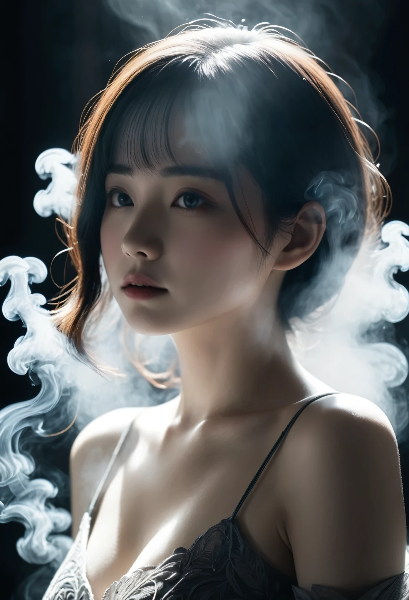Made entirely of light and shadow,No physical form。The shape of the woman is created by changing the light and dark of the smoke,Has an illusory and mysterious beauty。