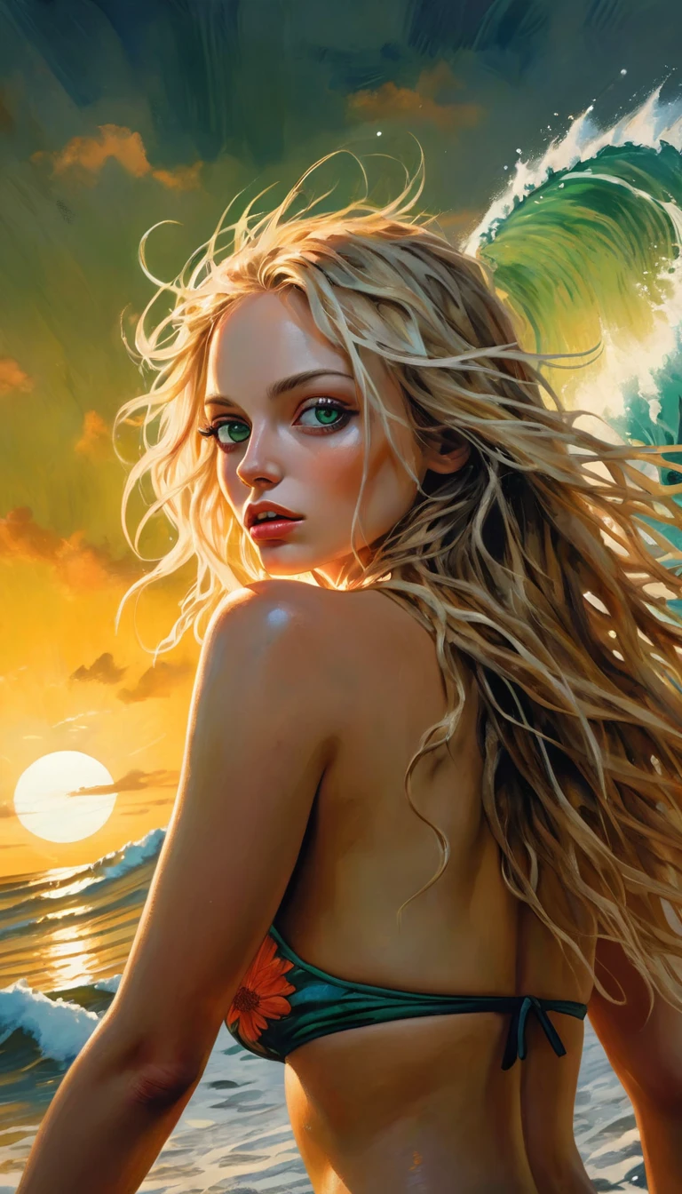 (photorealistic:1.9), (realistic photographic style:1.9), (hyperrealistic), (complexity). Incredible photorealistic portrait of a beautiful woman, long blonde hair, small breasts, thin, bored, spectacular tropical beach in the background, dynamic pose, naked (masterpiece: 1.3), (best quality: 1.3), (very aesthetic: 1.3) , (absurdities: 1.3), (detailed background), newest, AI generated, (realistic: 1.9), [[(ultra high detail: 1.1), (sharp focus: 1.1), (refined edges: 1.1), ( HD clarity: 1.1), (precise details: 1.2), (rich texture): 0.3], (sharp details), (more micro details, more small details: 1.3)], ((high definition eyes: 1.2), ( realistic eyelashes: 1.2), (soft eye shading), (precisely defined iris: 1.1), precise details, precise micro detailed eyes), realistic, absurd, Woman, blonde hair, long hair, thin waist, small breasts, skin clear, Kaffe Fassett style, Stephen Mackey style, {{{,{pussy, spreads pussy, cum, cum in pussy, masterbation, straddling and}}}, cute and ultra detailed skin, sketch}}},,} }}, inspired by art by Bill Sienkiewicz and Dave McKean
