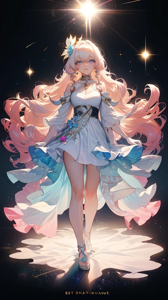 ((masterpiece， best quality))，singer，Rose，earphone，Delicate face，Smile，Gradient long wavy hairstyle，whole body，Perfect body proportions，Modern，luxurious，pleasure，Sexy，Extremely beautiful，Note decoration，transparent,